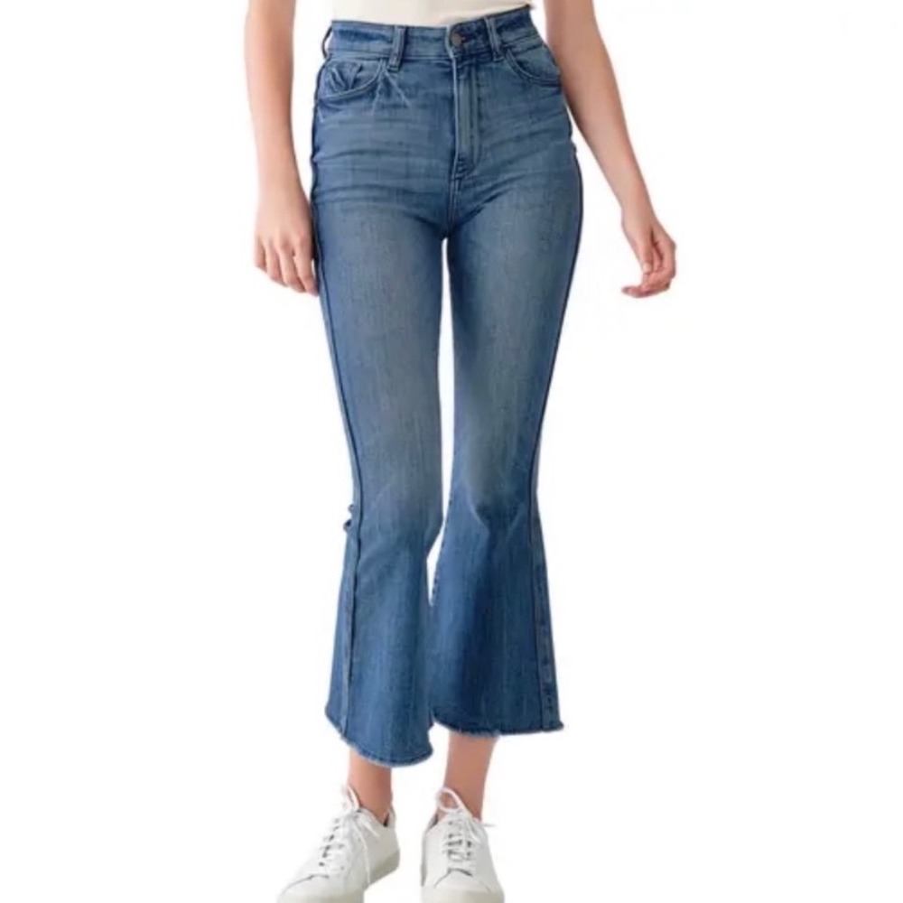 DL1961 Rachel Cropped Jeans Womens‎ 32 Blue August High Rise Instasculpt Flare